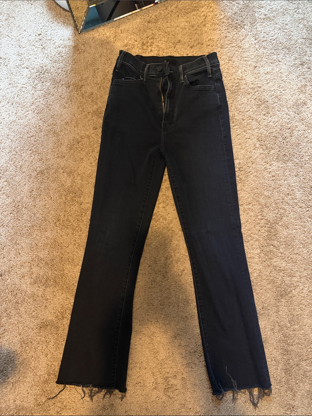 MOTHER Black High-Rise Flare Jeans
